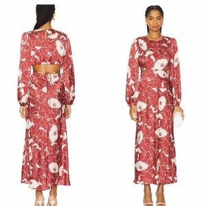 Astr Quinn Floral Cutout Maxi Dress in Wine